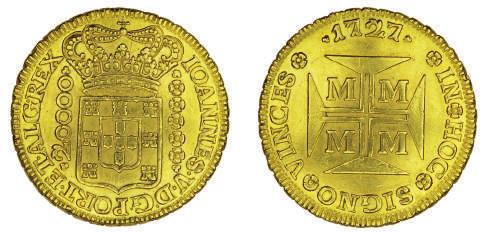 JOÃO V 1/2 Escudo (800 Réis) 1729 Lisboa, Ouro. AG.109.