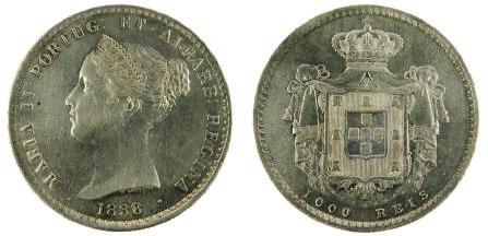 MARIA II LOTE DE 10 MOEDAS, 200 Réis 1843,