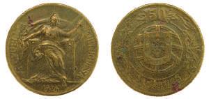 MBC 500 368 50 Centavos 1924, Bronze Alumínio. MBC+ 50 364 20 Centavos 1922, Crupro-Níquel.