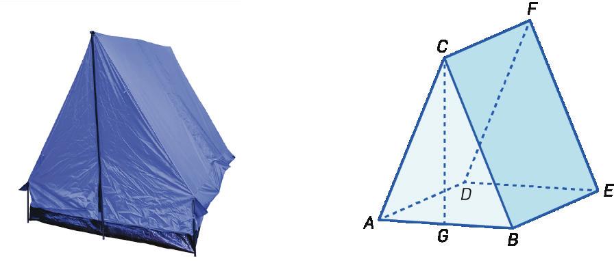 3. Na figura 3 está representada uma tenda de campismo e na figura 4 está representado um modelo geométrico dessa tenda.