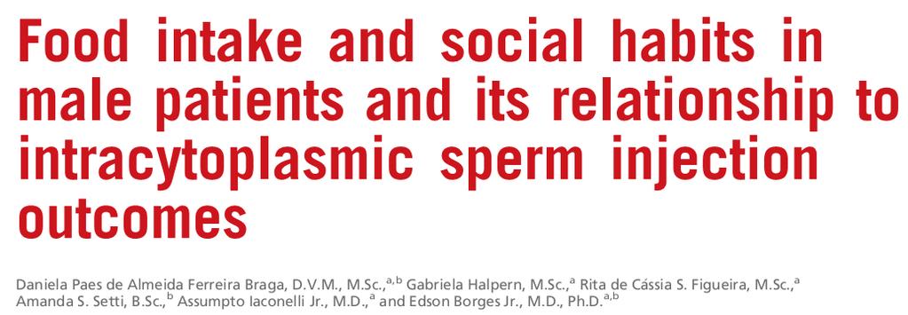 Influência dos hábitos sociais e alimentares no sêmen e nos resultados