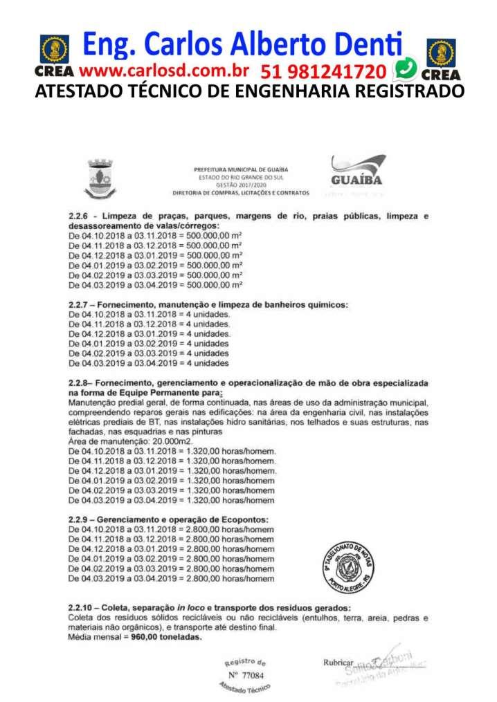 ENGENHEIRO COM ACERVO E ATESTADOS RESPONSABILIDADE E CAPACIDADE TÉCNICA LIMPEZA URBANA MANUTENÇÃO PREDIAL E OBRAS PARA LICITAÇÕES- Página 120 de 122 CURRICULO DE ENGENHEIRO COM ACERVO TECNICO E