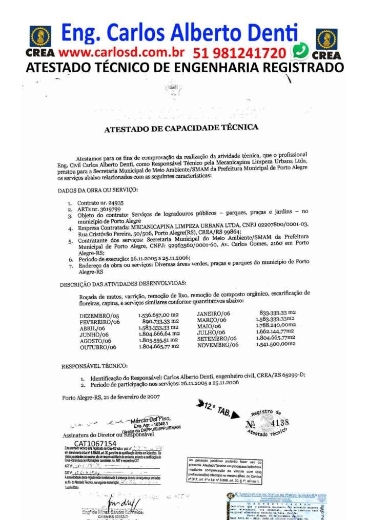 ENGENHEIRO COM ACERVO E ATESTADOS RESPONSABILIDADE E CAPACIDADE TÉCNICA LIMPEZA URBANA MANUTENÇÃO PREDIAL E OBRAS PARA LICITAÇÕES- Página 42 de 122 CURRICULO DE ENGENHEIRO COM ACERVO TECNICO E