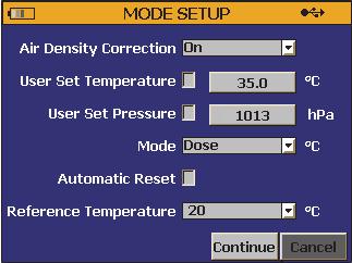 Configurar o modo de medição Para configurar o modo de medição: 1. Pressione ou para realçar o botão MODE (Modo) na parte inferior da tela de medição.