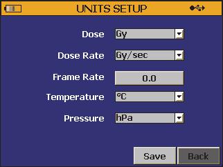 Configurar as unidades de medição Para configurar as unidades de medição: 1. Pressione ou para realçar o botão Units (Unidades) na parte inferior da tela de medição.