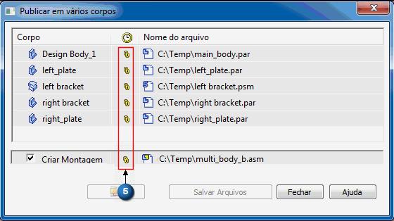 Atividade: Publicação de corpos múltiplos Mude os caminhos do arquivo para todas as peças a serem publicadas. Você pode usar a opção Definir Caminho ou editar manualmente cada caminho.