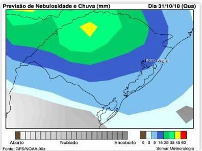 Prognóstico Out/Nov/Dez: Para o mês de outubro precipitações dentro do padrão no oeste e noroeste e acima