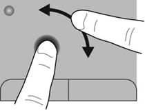 NOTA: O pinçamento/zoom vem ativado de fábrica. Rotação A rotação permite girar itens como fotos. Para girar, fixe seu dedo indicador esquerdo na zona do TouchPad.