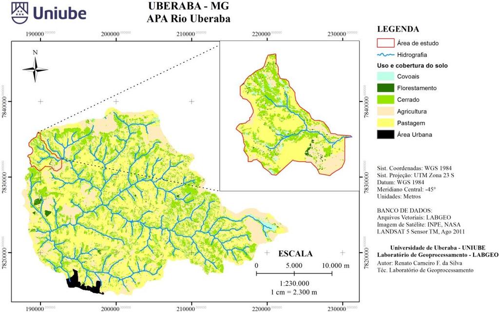 do Rio Uberaba, os solos menos erodíveis são os Latossolos, que são maduros e profundidade vai diminuindo, o grau de erodibilidade aumenta.