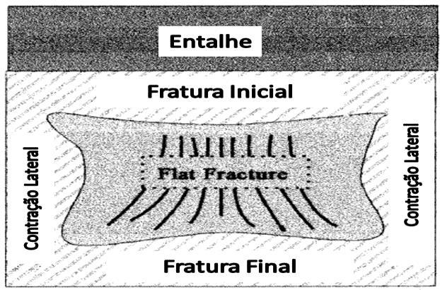 Fratura Plana Figura 3 Desenho esquemático de referência apresentado na norma ASTM E23 para avaliação da face de fratura do corpo de prova Charpy [2].