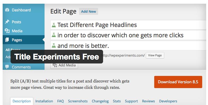 wp - title experiments para testar várias headlines Permite a