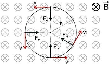 Para q<0, o sentido da força magnética Fm é oposto ao dado pela regra da mão esquerda. Portanto, a partícula realiza movimento circular uniforme (MCU). 2.