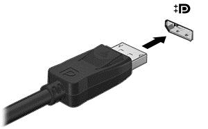 1. Ligue uma das extremidades do cabo DisplayPort à porta DisplayPort no computador. 2. Ligue a outra extremidade do cabo ao dispositivo de apresentação digital. 3.