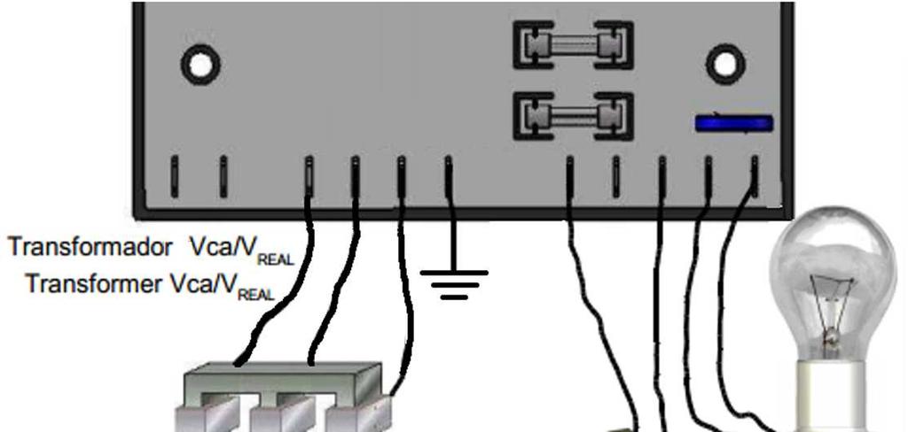 1º - Montar circuito conforme diagrama ao lado; 2º - Com uma chave de fenda pequena, girar os trimpot's Vad e U/F no sentido anti-horário até o fim de curso; 3º - Ligar o disjuntor: 4º - Girar