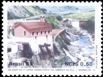 Segunda Emissão O segundo selo com referência a Juiz de Fora foi emitido em 5 de setembro de 1989, comemorando o Centenário da Primeira Hidroelétrica da América do Sul, a