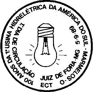 (Selo RHM C-1644 e Carimbo Comemorativo) A usina hidrelétrica da Companhia Mineira de Eletricidade, construída na cachoeira dos Marmelos, no rio Paraibuna, a jusante da