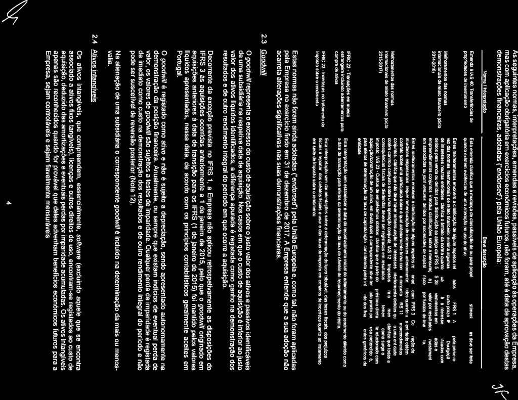 - I lnwslimentos SIC - SOCIEDADE INDEPENDENTE DE COMUNICAÇÂO, 5k ANEXO As DEMONSTRAÇÕES FINANCEIRAS EM 31 DE DEZEMBRO DE 2017 (Montantes expressos em Euros) / As seguintes normas, interpretações,