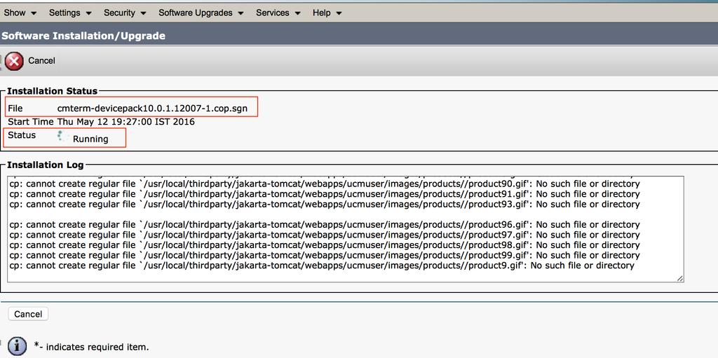 Navegue à administração > ao upgrade de software > à instalação de