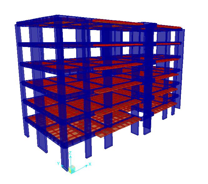 4.1.2 Modelo estrutural A estrutura foi analisada com recurso a um modelo tridimensional, utilizando-se para tal o software de cálculo SAP2000 (CSI,2009), Figura 4.4. Na modelação para análise linear as características consideradas são as seguintes: Vigas, pilares e paredes de betão, são modeladas como elemento barra.