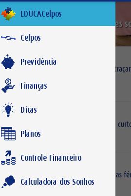 Aplicativo EDUCACELPOS Notícias sobre finanças e previdência, informações sobre os planos da Celpos; Disponível em