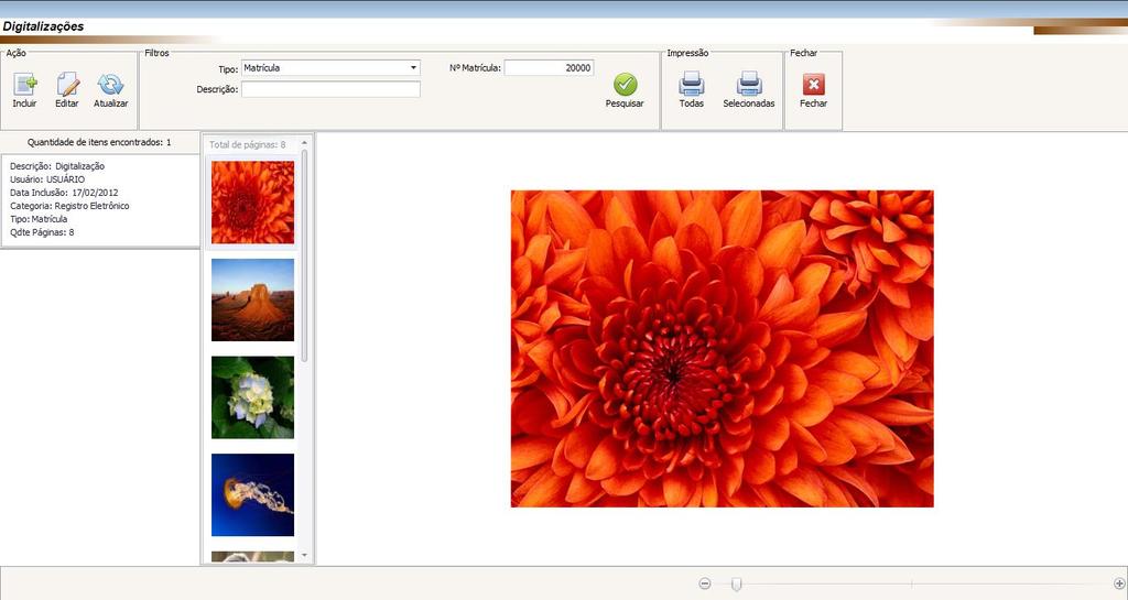 Opção Incluir do gerenciador de imagens permite: A. Selecionar o local que o cliente deseja digitalizar uma imagem B.