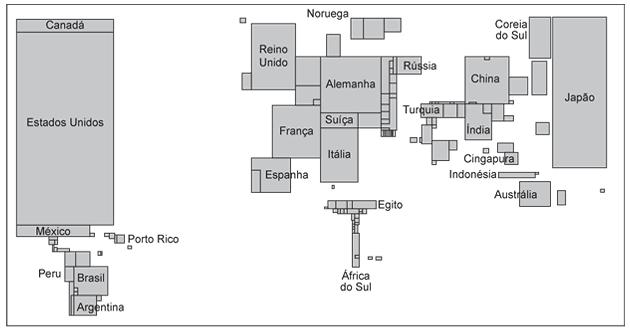 (Simulado ENEM - Terra) Estas representações são anamorfoses geográficas.