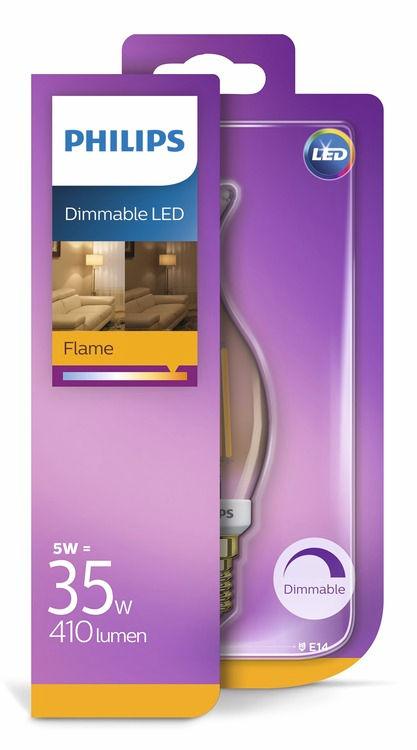 PHILIPS LED Esférica (intensidade de luz regulável) 5 W (35 W) E14 Branca extraquente Intensidade regulável Concebida para ser vista Formatos familiares que adora.