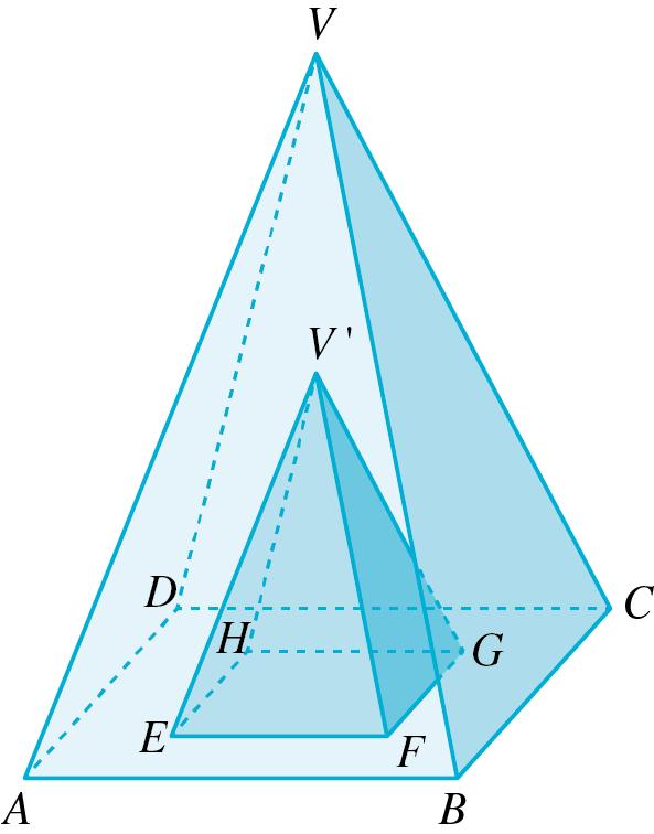 4. Na figura estão representadas duas pirâmides quadrangulares regulares semelhantes.