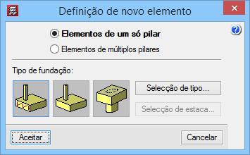 116 Fig. 3.217 Prima com o para terminar a introdução. Prima Cancelar para sair da janela Novo núcleo de escadas. 3.3.17.2. Sapatas Prima no menu Fundação> Elementos de fundação. Fig. 3.218 Prima em Novo, mantenha os dados de acordo com a figura seguinte.