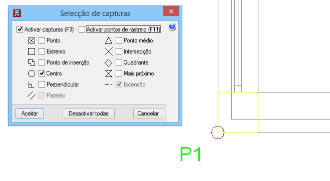 27 Fig. 3.37 Prima sobre o ícone Capturas para máscaras. Como o primeiro pilar que se vai introduzir é de canto, o ponto fixo será o canto inferior esquerdo.