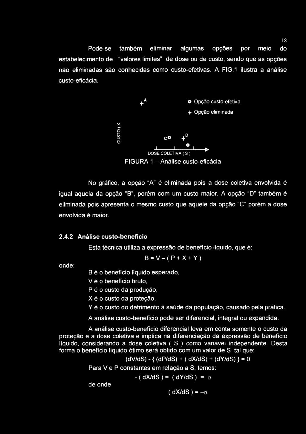 Pode-se também eliminar algumas opções por meio do 18 estabelecimento de "valores limites" de dose ou de custo, sendo que as opções não eliminadas são conhecidas como custo-efetivas. A FIG.