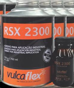 Adesivos e Catalisadores Adesivo RSX 2300 Livre de CFC (clorofluorcarbonetos), é recomendado para aplicações a frio em confecção de emendas e consertos de correias transportadoras e em revestimentos