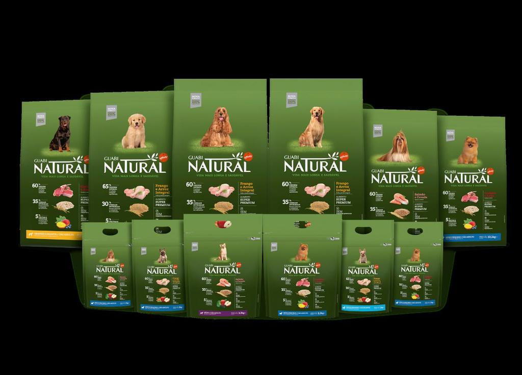 O novo Guabi Natural mais completo e difere Alimento Natural Super Premium com uma variedade de