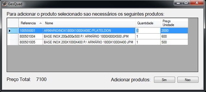 10 PLANEAMENTO DE QUADROS CONFIRMAÇÃO DE PRODUTO FIGURA 8 - JANELA PLANEMENTO DE QUADROS - CONFIRMAÇÃO DE PRODUTO Nesta janela o utilizador terá acesso, caso