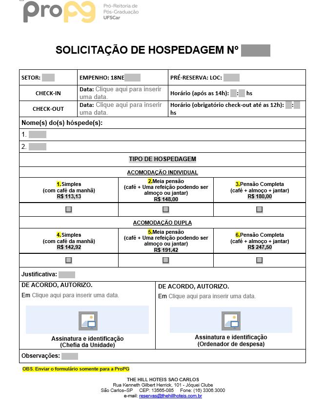 Figura 3 - Formulário de solicitação de hospedagem b) Serviços de editoração: empresa contratada pela UFSCar. Contatar a ProPG para verificar o procedimento a ser seguido.