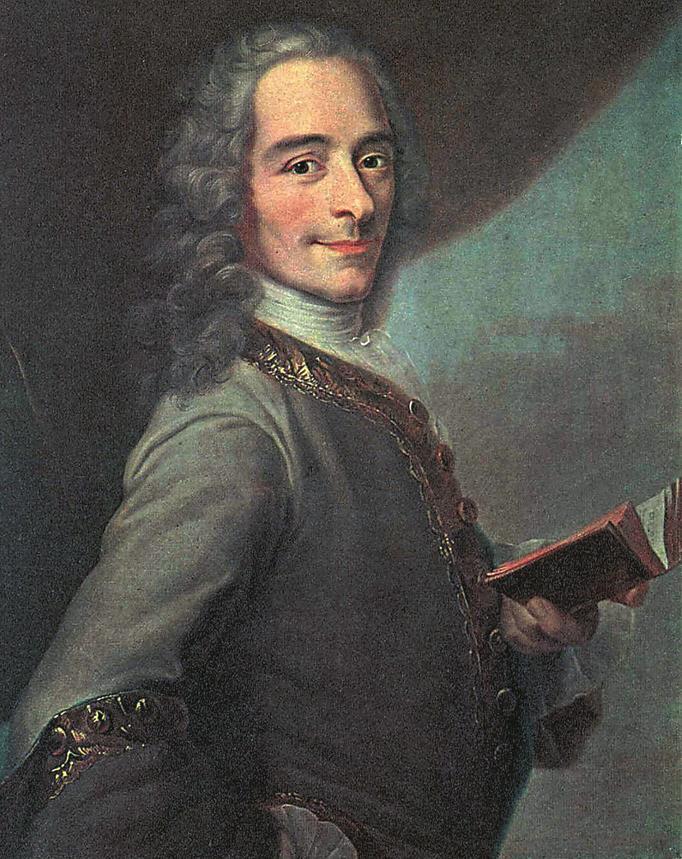 REPRODUÇÃO - MUSEU NACIONAL DO CASTELO DE VERSALHES Os teóricos iluministas Voltaire (1694-1778): segundo ele, todos os homens têm o direito à liberdade, à propriedade e à proteção das leis defendia
