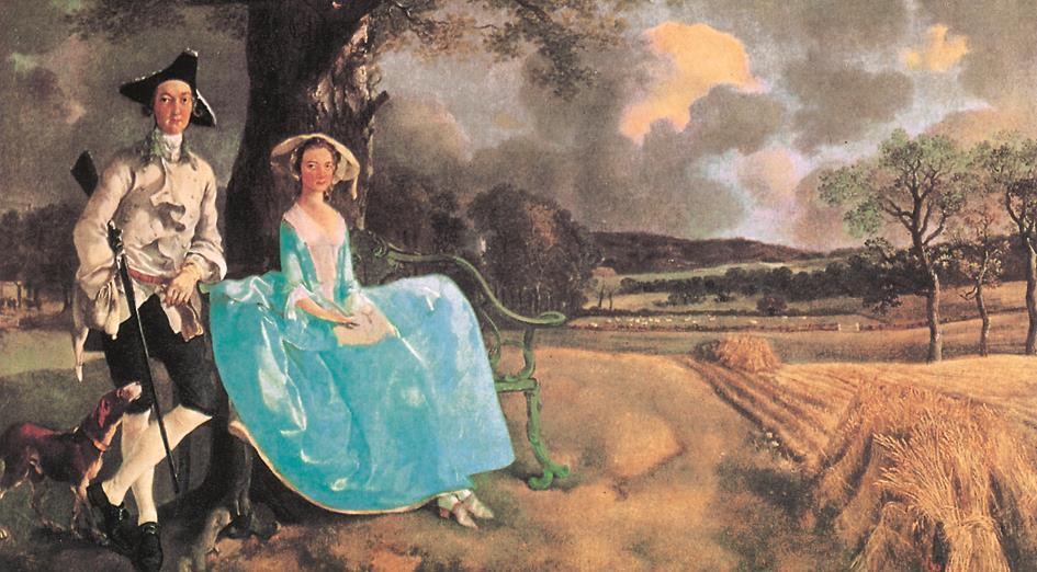 REPRODUÇÃO - GALERIA NACIONAL, LONDRES A exaltação do mundo burguês Sr. e Sra. Andrews, pintura de Thomas Gainsborough, c. 1750.