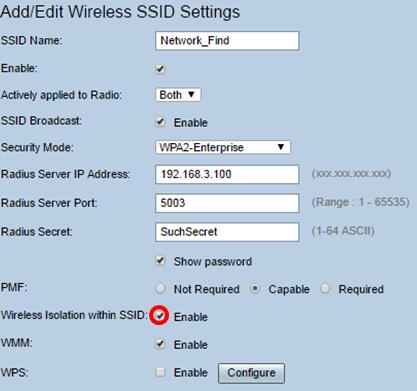 Nota: Neste exemplo, capaz é escolhido. Etapa 14. Verifique o isolamento wireless da possibilidade dentro da caixa de verificação SSID para permitir o isolamento wireless dentro do SSID.