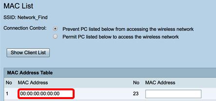 Etapa 23. Clique em Close. Etapa 24. Incorpore o MAC address do cliente que você quer ao permit or deny o acesso à rede no campo do MAC address. Etapa 25. Clique em Apply.