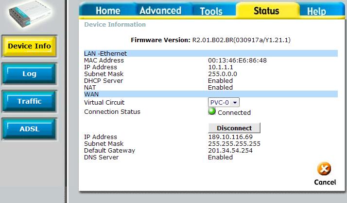 172 Pronto! A configuração foi aceita pelo modem. Mas para ter certeza você também pode dar um ping em um site qualquer da internet para confirmar absolutamente.