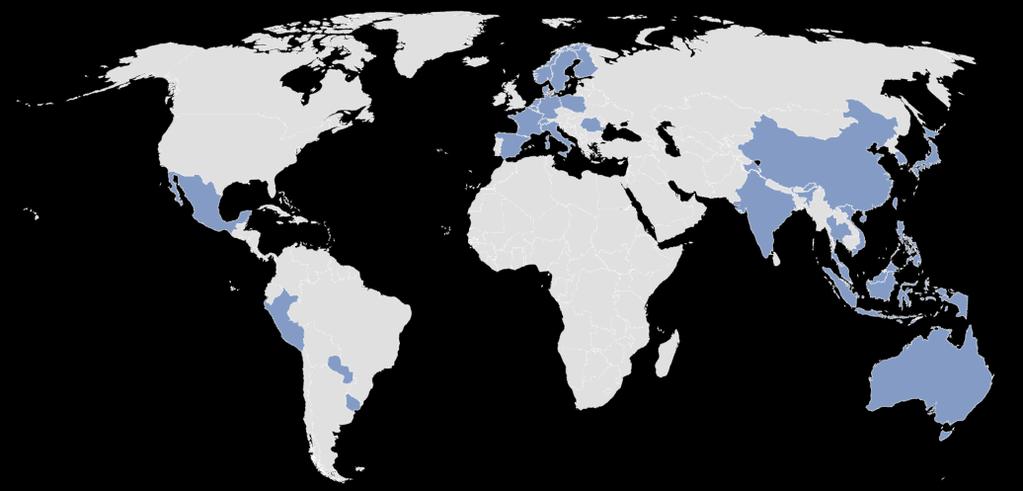 Importações Países parceiros (Jan - Set/218): Importação de 32 países De janeiro a setembro de 218 importou de 29 países, sendo estes: AMÉRICA DO NORTE: 1. Estado Unidos (US$ 11,98 milhões), 2.