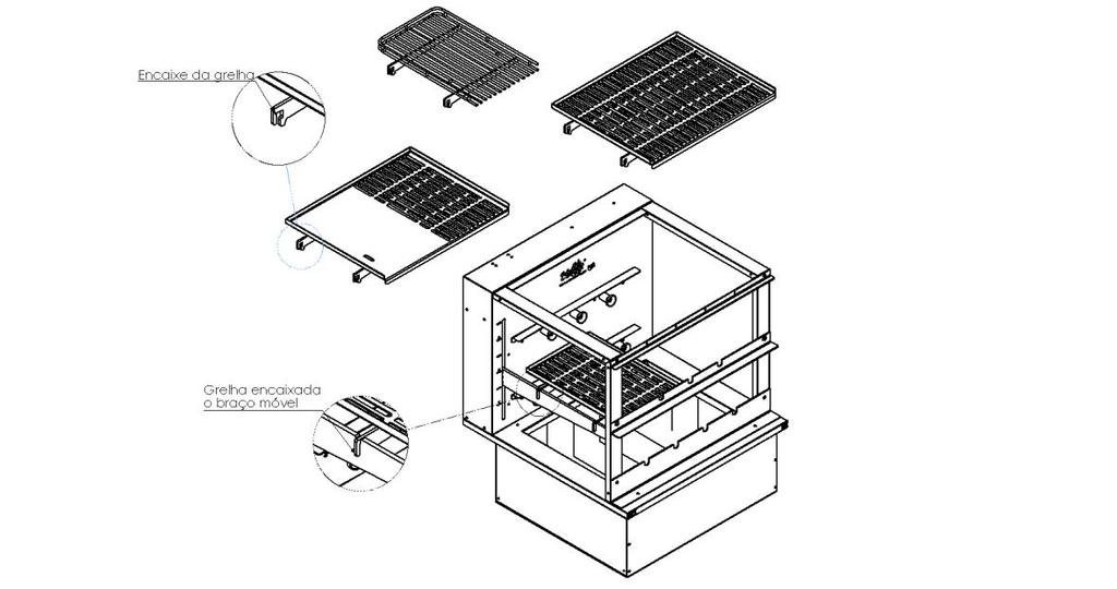 4.7.Grelhas e meia grelhas Grelhas e meia grelhas possuem sistema de encaixe padrão para serem fixadas no braço móvel da