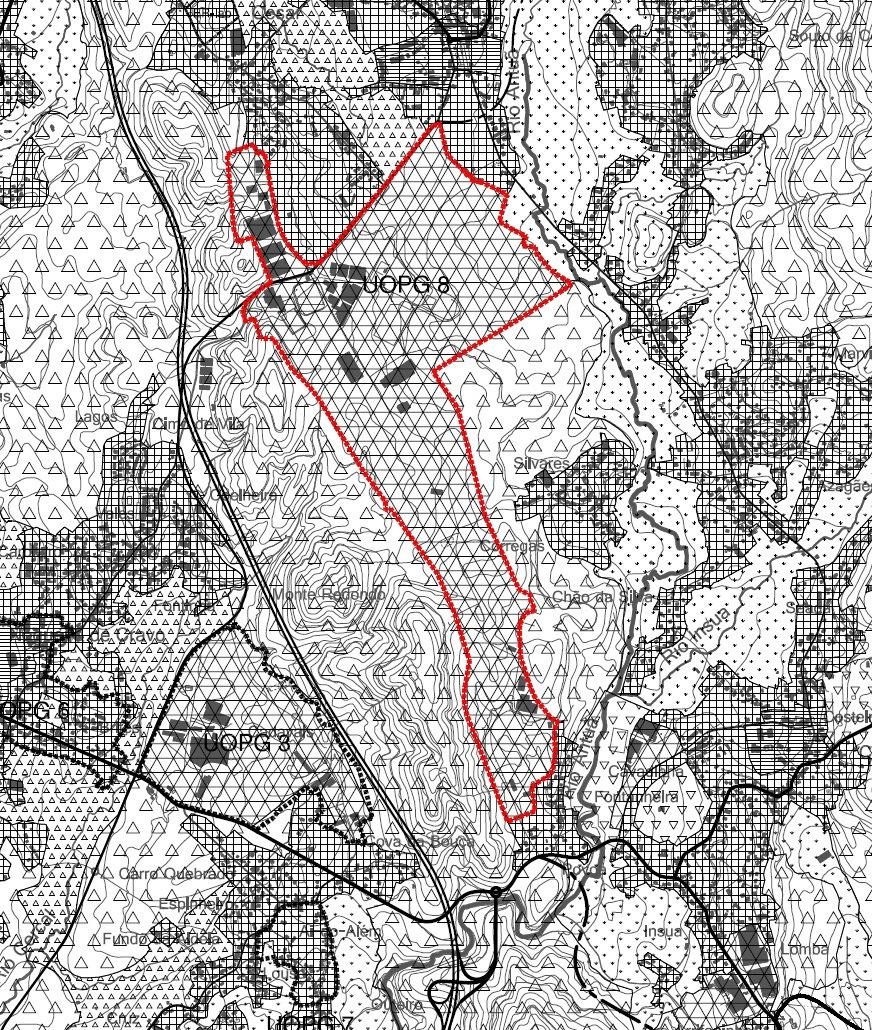 2.1. Ordenamento Ilustração 2 Extrato da Planta de Zonamento do Plano Diretor Municipal 2013 e a Zona do Plano de Urbanização da Zona Industrial do Nordeste UOPG8. Fonte: DMPP.