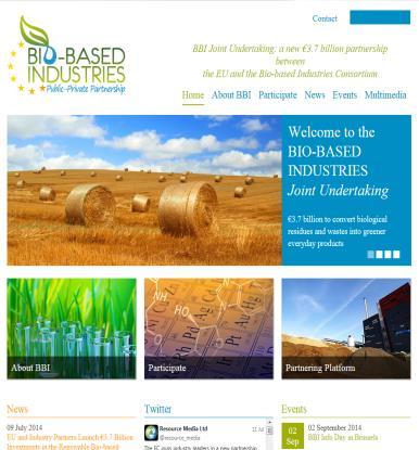 Bio-based Industries Joint Undertaking (BBI JU) Parceria Público-Privada que apoia a I&I das indústrias de base biológica: Parceiros: Comissão Europeia & Consórcio das Bioindústrias (BIC) Orçamento: