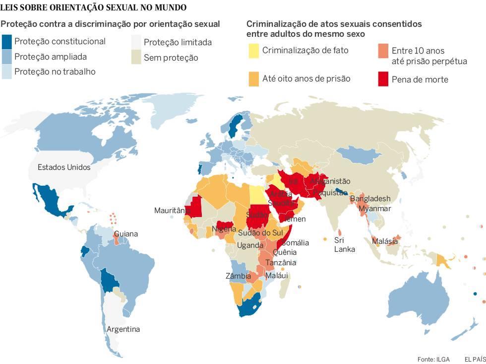 O mapa mundi da Homofobia O relatório Homofobia Patrocinada pelo Estado 2019, elaborado pela ILGA - Associação Internacional de Lésbicas, Gays, Bissexuais, Transexuais e Intersexuais mostra