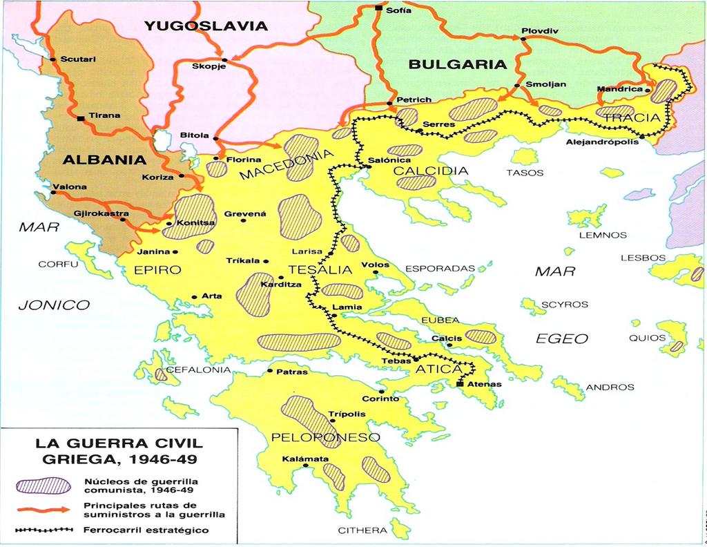 INTERVENÇÃO DOS EUA GRÉCIA e TURQUIA 1947-1949: Militantes comunistas gregos não haviam concordado com as