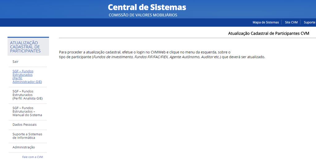 de informações através do sistema CVMWEB.