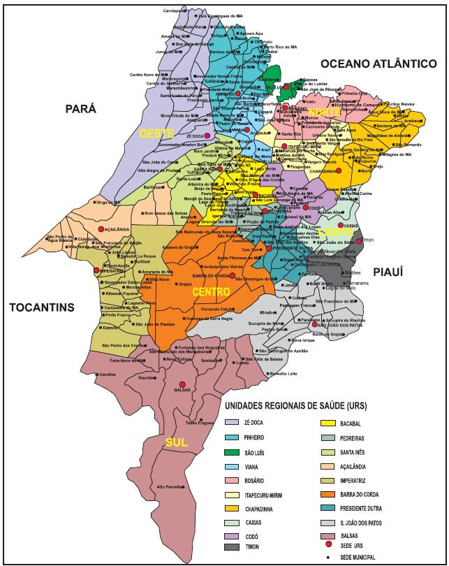 Figura 2 - Regiões de Saúde do Estado do Maranhão Fonte: http://www.scielo.br/, 2015.