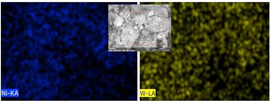 119 Capitulo 4 - Resultados e Discussões Tabela 4.13- Percentual dos elementos constituíntes do pó compósito WC-5%p.Ni por EDS. Fonte: autor.