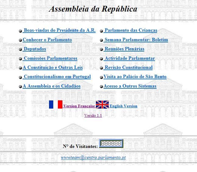 1996 presença da Assembleia da República Portuguesa na rede internet <1991 O primeiro website que Tim Berners-Lee